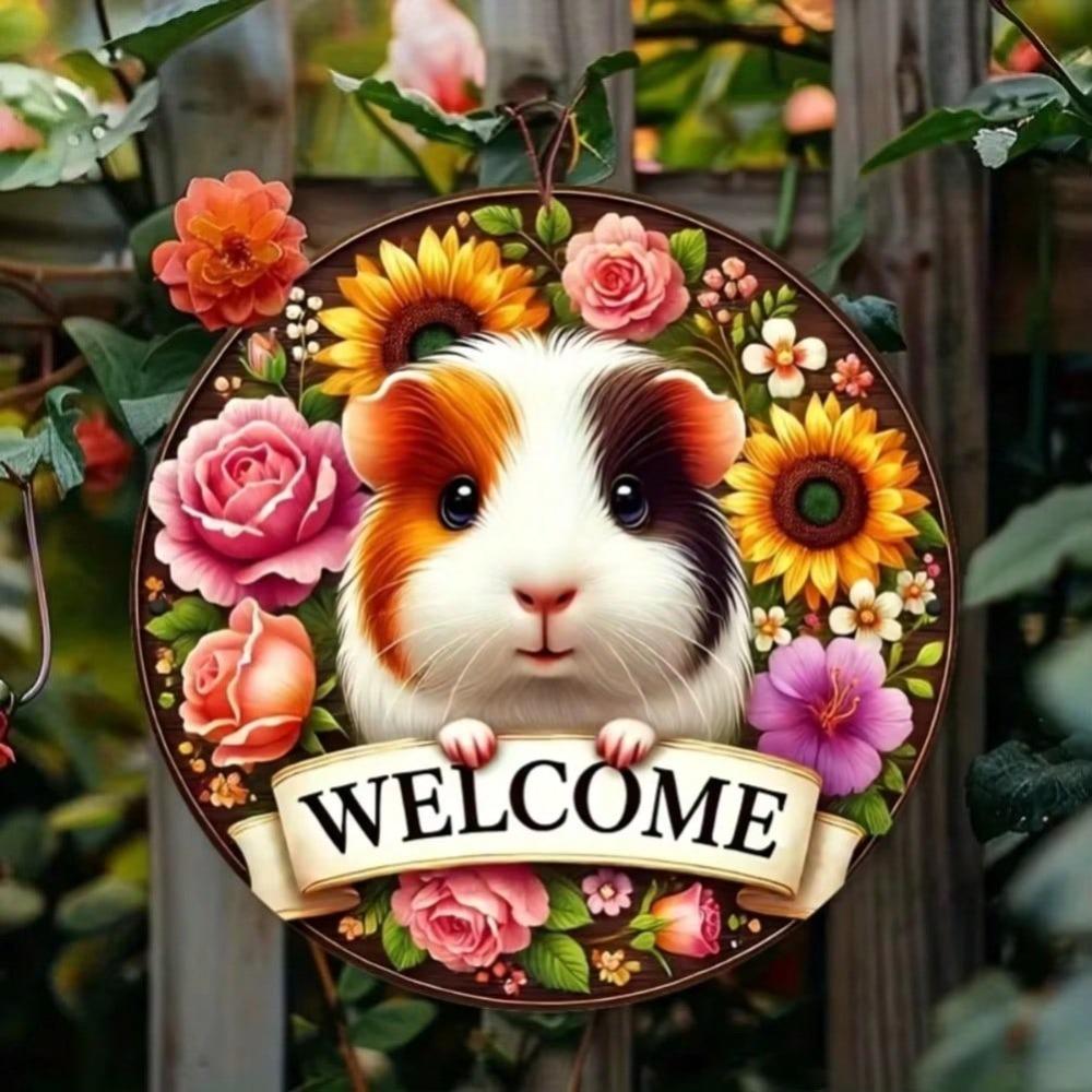 Vintage Rabbit Welcome Sign Home Farm Cafe Decor Pet Lover Gift Wall Art