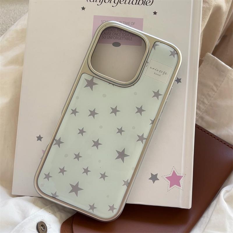 ins Korean full screen gray polka dot star suitable for Apple 17promax mobile phone case IP 16 Epoxy water condensation 15