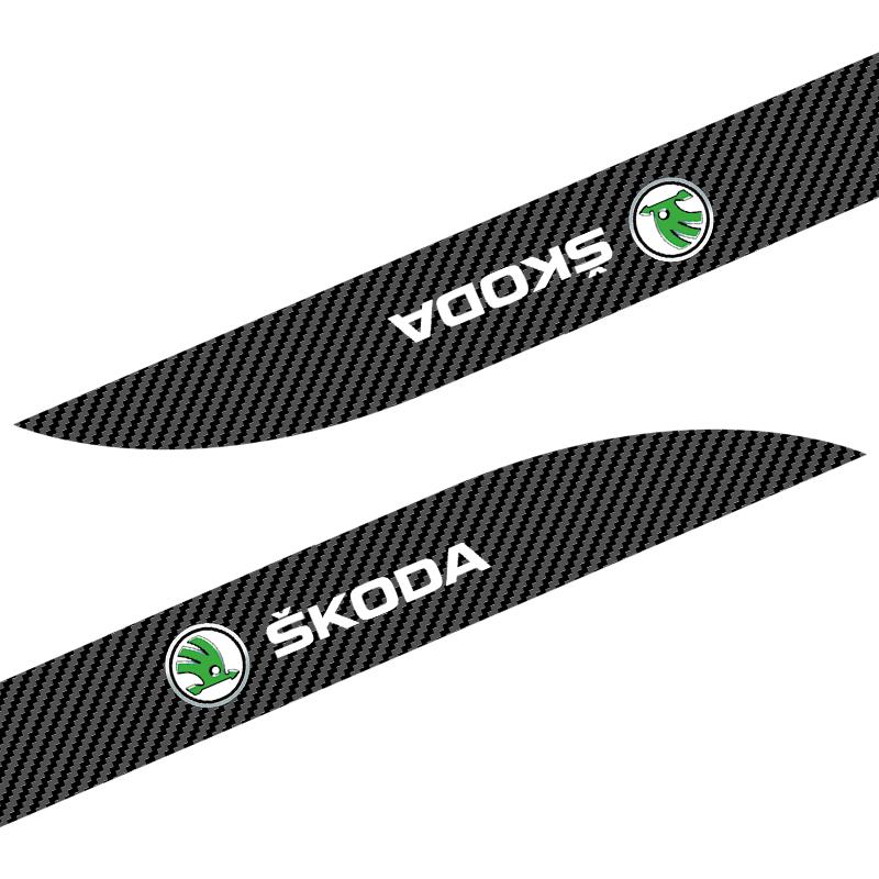 2 ks Karbonový Samolepka na Prah Dveří Auta Ochranná Lišta Samolepka Proti Poškrábání Samolepka pro Úpravu Pro Škoda Octavia Superb Rapid Kodiaq Karoq Fabia Kamiq Roomster Citigo