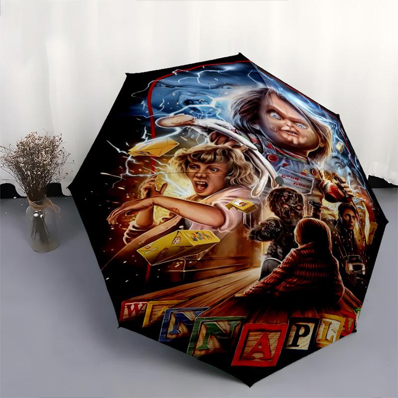 1pc The Ultimate Horror Chucky Automatic Open/CloseUmbrella, Portable Compact Umbrella for Men & Women I092