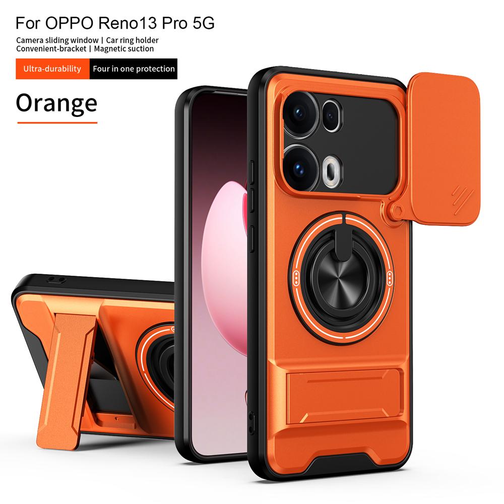 KEYSION Magnetic Phone Case for OPPO Reno13 Pro 5G Reno13 F 5G Slide Camera Protection Upright Kickstand Ring Shockproof Cover