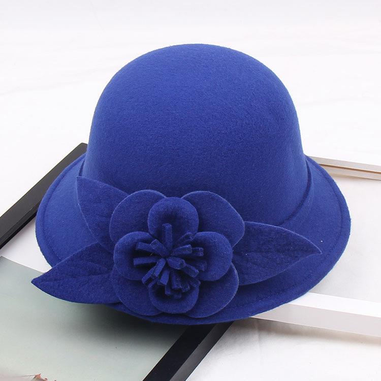 Autumn And Winter Woolen Hat, Women'S Three-Dimensional Big Flower Dome Fashion Hat Temperament Top Hat