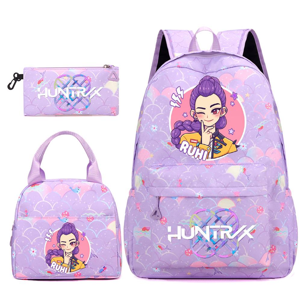 3Pcs/set Cute Kpop Printed Backpack Handbag Pencil Case for Teenger Student Girl Boy Schoolbag Kid Bookbag Large Capacity Travel Bag Gift Mochila