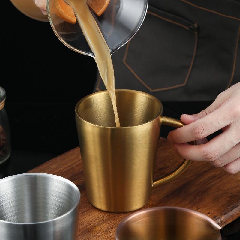 1PC 300ml Water Cup Home Dining Drinkware Mugs Stainless Steel Beer Cup Coffee Mugs with Handle