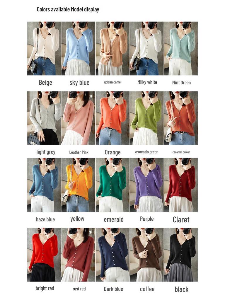 Women's V-neck Knitted Cardigan - Long-Sleeve All-Season Outerwear Sweater