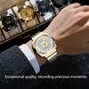 Men Square Quartz Wristwatch Stainless Steel Band Calendar Waterproof Business Male Gift Watch