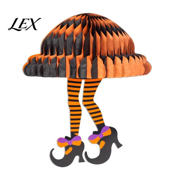 Seasonal Lawn Ornaments Halloween Honeycomb Witch Leg Ornament, Foldable Paper Creepy Garden Hanging Decoration for Party, Holiday Home Decor Festive