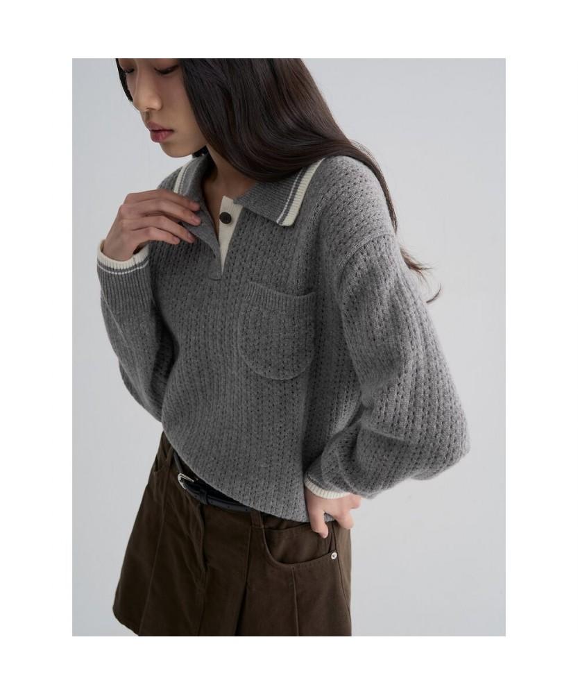 8SECONDS Color Block Collar Pullover Ash