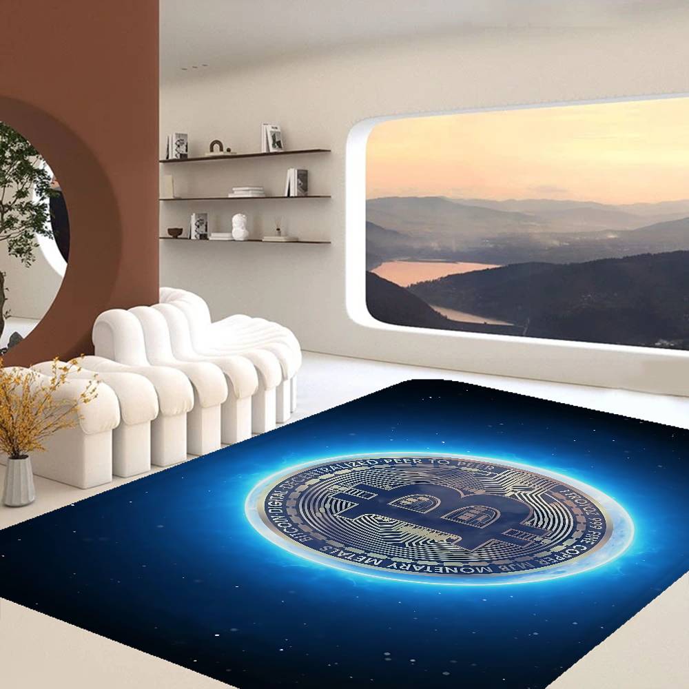 B-Bitcoin LOGO Door Mat Washable Non-Slip Living Room Sofa Chairs Area Mat Kitchen Doormat Area Rug