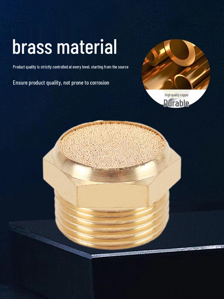 Pneumatic Brass Solenoid Valve Muffler - Copper Throttle Silencer with Long/Flat Head for Noise Reduction