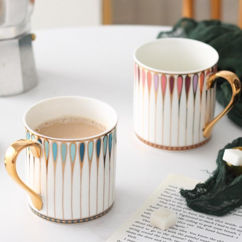 Nordic Luxury Hand-Painted Gold Ceramic Coffee Cup Office Mug Afternoon Tea Cups Household Drinkware