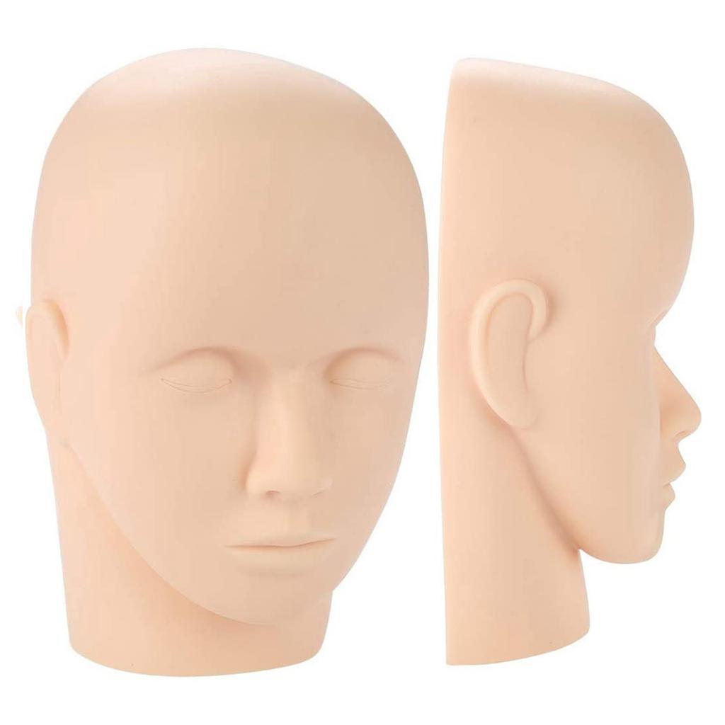 Rubber Mannequin, Soft Silicone Practice Training Head with Texture, for Makeup, Eyelash Extension, Massage