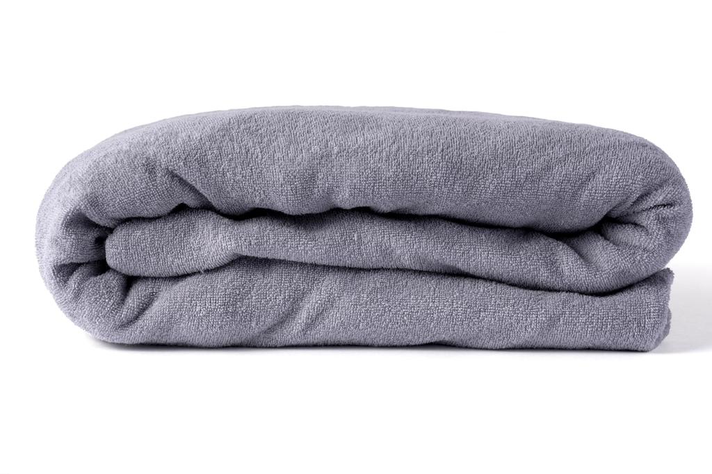 Soft Cotton Terry Fabric Stretch Fitted Sheet, Gray, Single Size