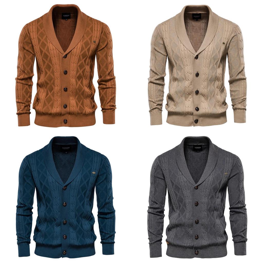 Cardigan da uomo con scollo a V e cotone ad alta elasticità per un look casual primaverile