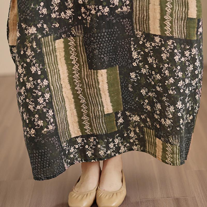 DIMANAF New 2026 Women Long Dress Plus Size Spring Summer Loose Basic Vintage Oversize Long Sleeve Maxi Floral