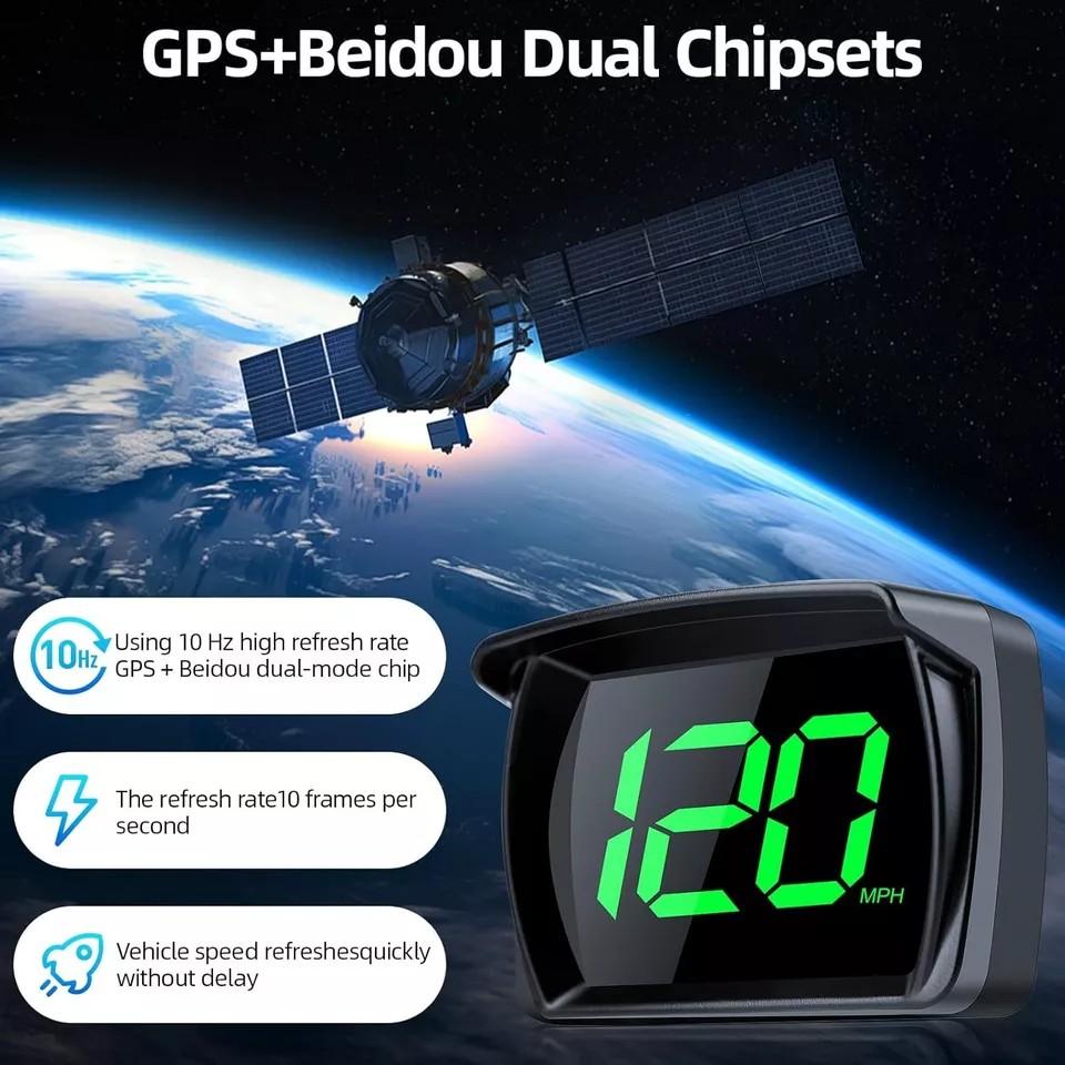 Universal Car HUD Head Up Display - GPS Digital Speedometer with Dual Chips for KMH/MPH, HD LCD Plug & Play