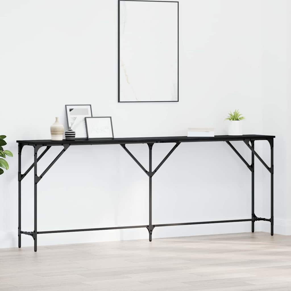 Console Table Black Oak Effect 200 X 29 X 75 Cm