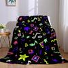 Neon Music Doodle Flannel Blanket Warm Soft Halloween Christmas Decorative Couch Warm Cozy All-Season Gift