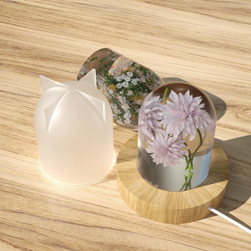 Night Light Resin Lampshade Moulds Lamp Craft DIY Casting Molds Epoxy Cylindrical Candle Ornament Mold for Home Decor