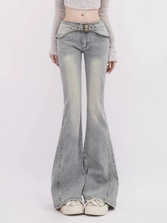 Women's Retro Flare Jeans: Spring-Summer 2025 High Waist Elastic Trumpet Pants