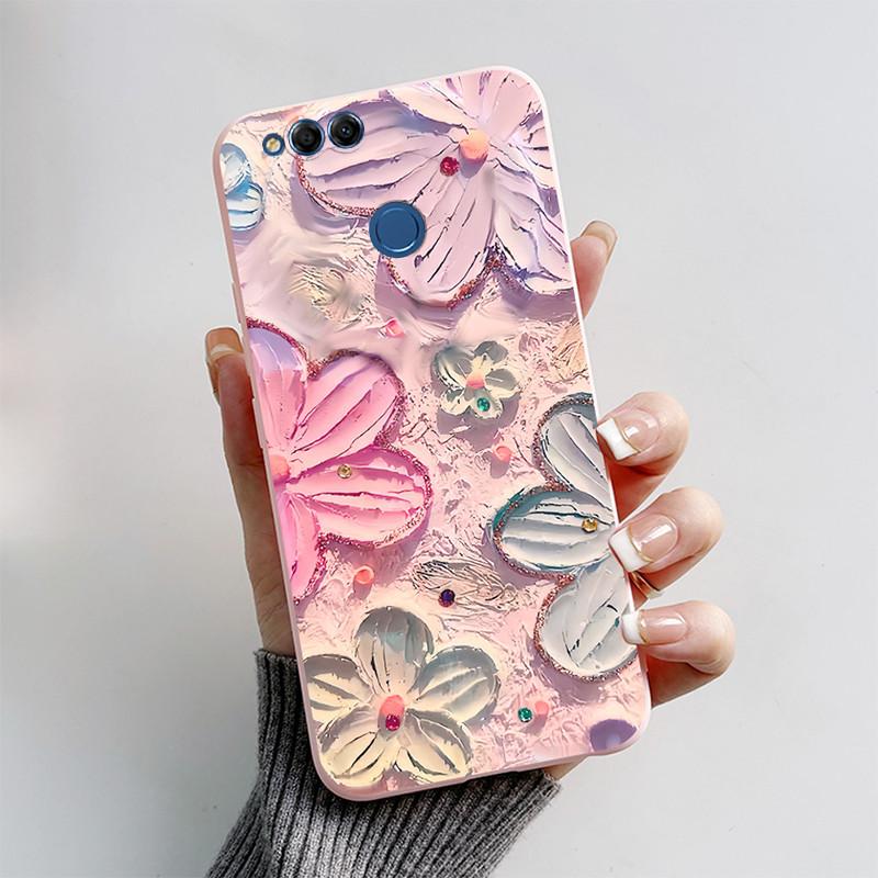 For Honor 7X Case Matte Cover Honor7X 7 X Soft Silicone Cute Cat Cartoon Case For Huawei Honor 7X BND-L21 BND-L22 BND-L24 Coque