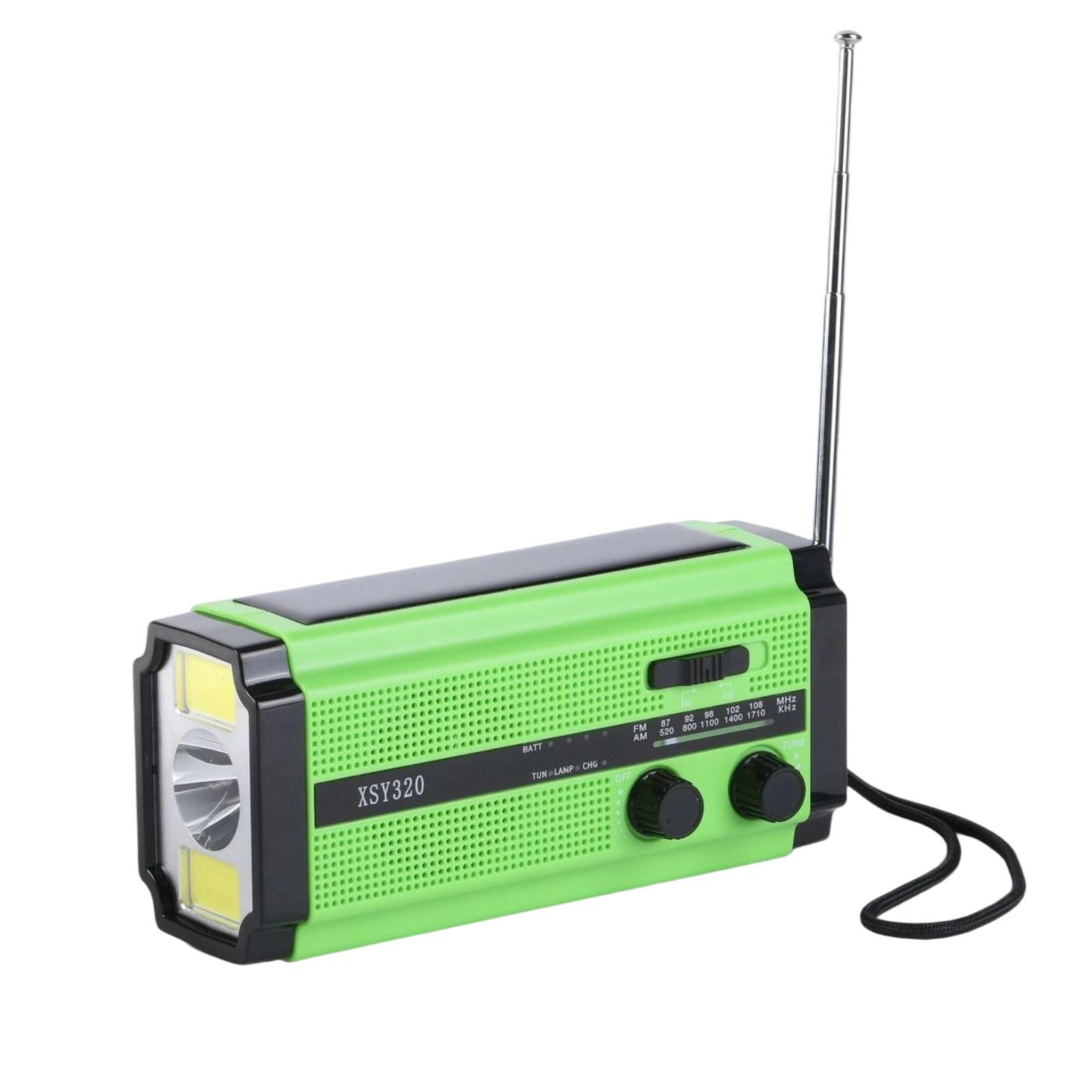 

Уличное радио на солнечных батареях, радио с заводной ручкой, наружное радио с аккумулятором 1200 мАч, с AM/FM-радиоприемником, со светодиодным фонариком/сигналом SOS One Size зелёный
