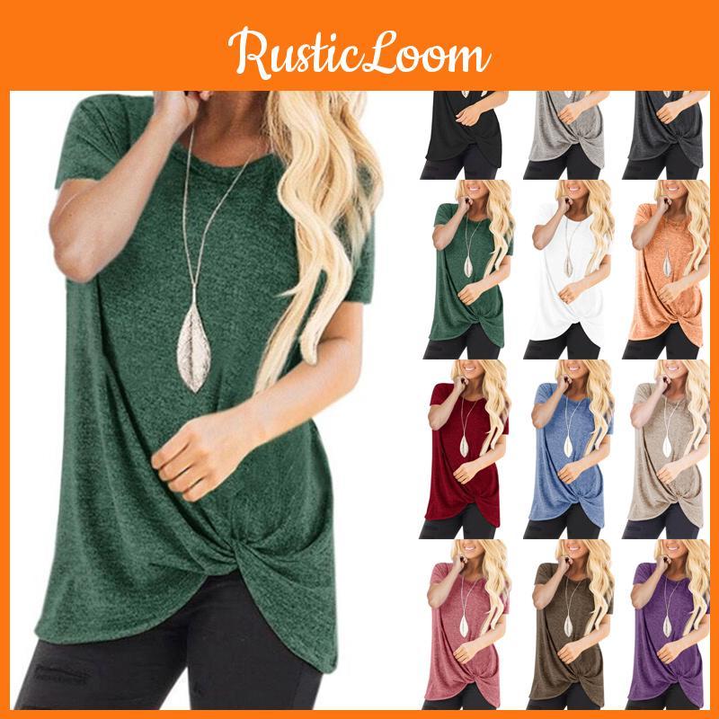 Stylish Women's Tunic Tops Short Sleeve Summer Loose Blouse Plus Size Shirt T-shirt