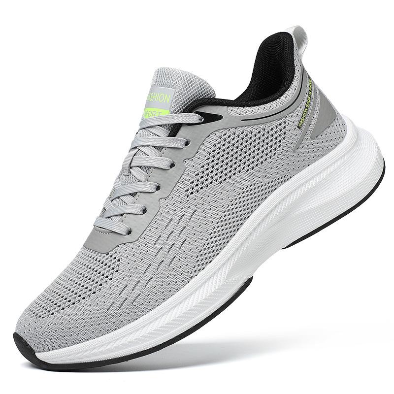 Flying woven sports shoes men's hollow breathable casual shoes versatile shock-absorbing running shoes men's mesh shoes