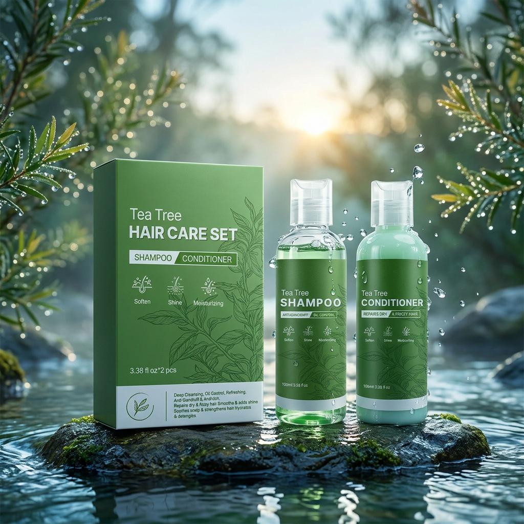 Tea Tree Shampoo Set: Refreshing Oil Control & Anti-Dandruff, Two-Piece Daily Care