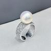 S925 Sterling Silver Ring Blank for DIY Pearl Accessories, Fits 8-10mm Round Pearls, Fashion Style 10487