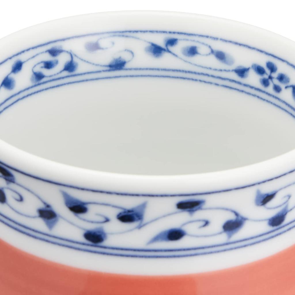 Mino Ware Teacup with Vermilion Arabesque Diameter X 8cm 200ml Microwave and Dishwasher Made In Product Number 135270 Pattern, Approx. 7.5cm Height,