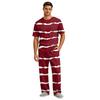 Men's Short Sleeve Pajama Set with Long Pants, Button Crotch, Elastic Waist Drawstring - Comfortable Sleepwear