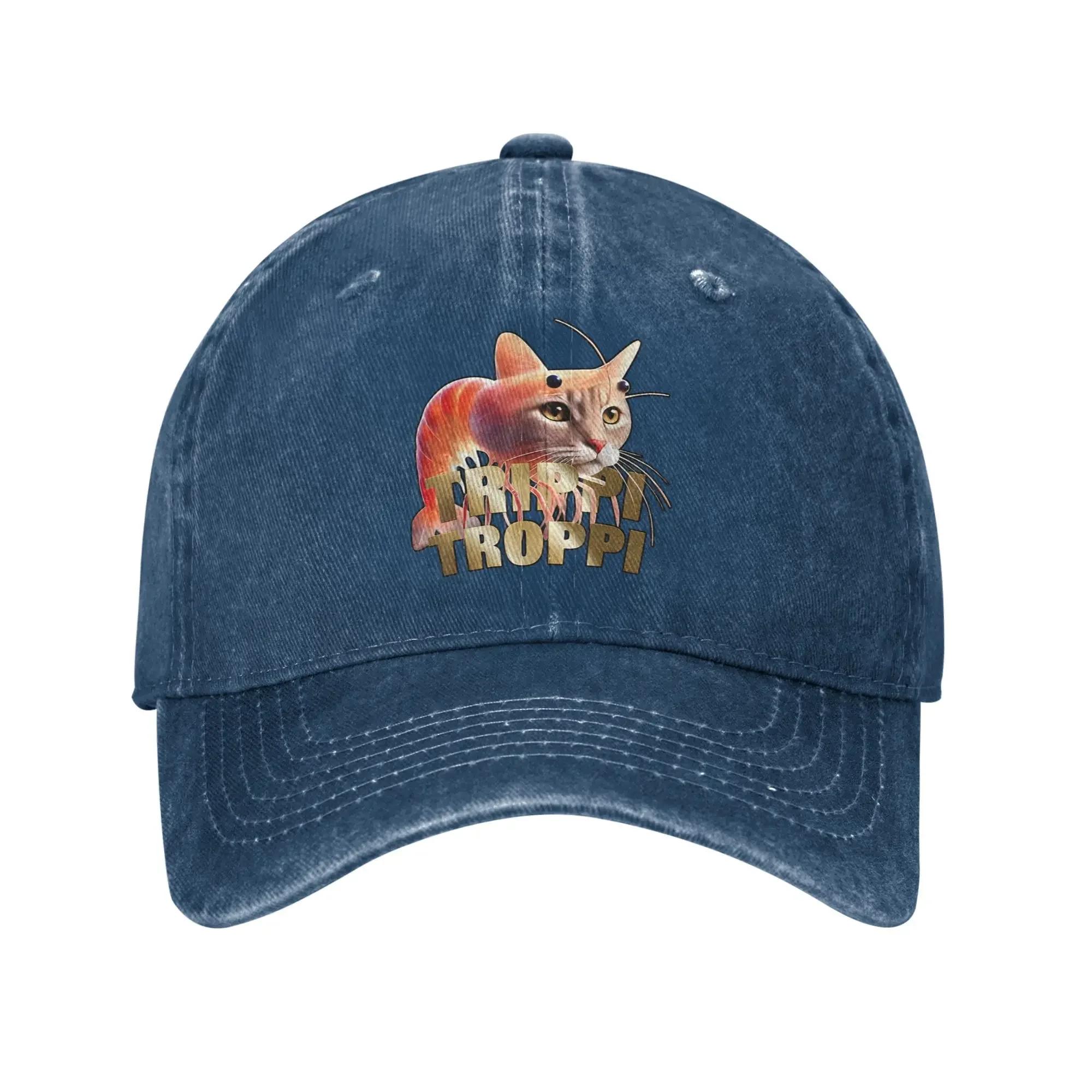 Trippi Troppi Cat Italian Brainrot Meme Unisex Baseball Caps  Distressed Denim Caps Hat Vintage Golf Gift Snapback Hat One Size