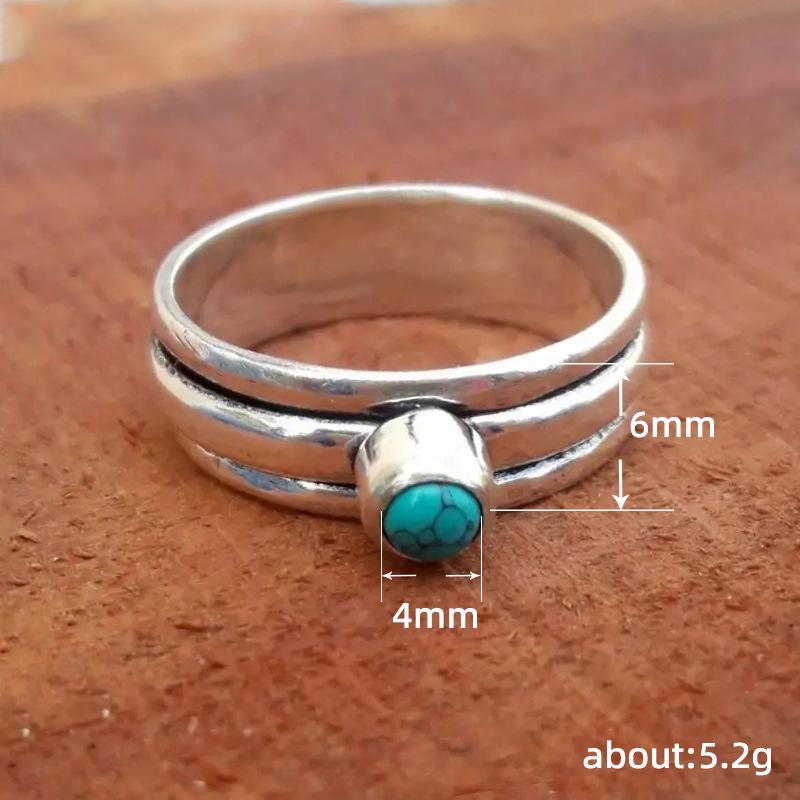 Cao Shi Opal Multi-Circle Retro Ethnic Ring