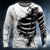 Halloween Skeleton Printed Long Sleeve T-Shirts for Men Gothic Trendy Streetwear Casual Tops Halloween Theme T-shirts Fall Winter