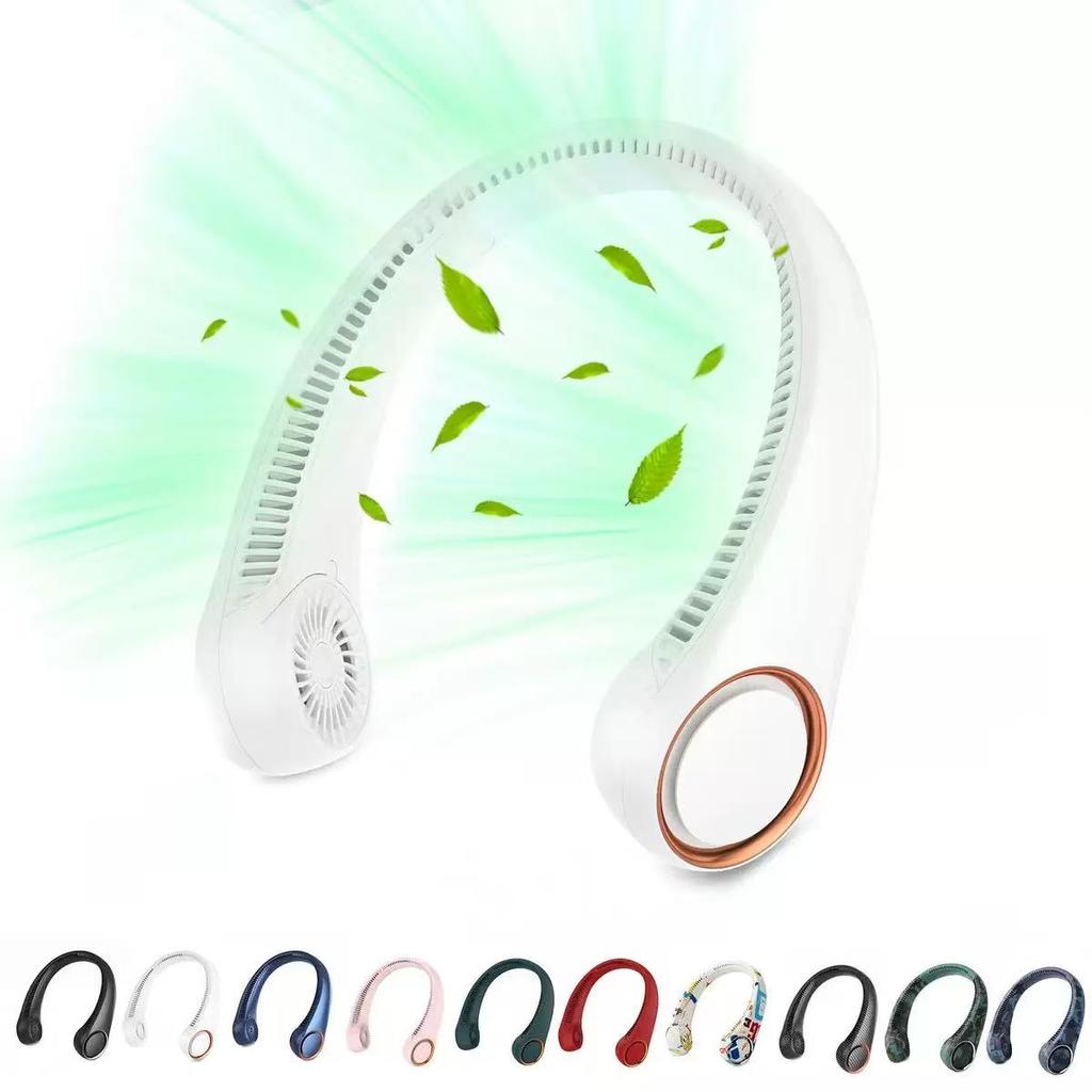 Portable Personal Neck Cooling Rechargeable Bladeless Fan - Hands Free 3 Speed 4000 mAh Battery USB Operated Wearable Headphone Design