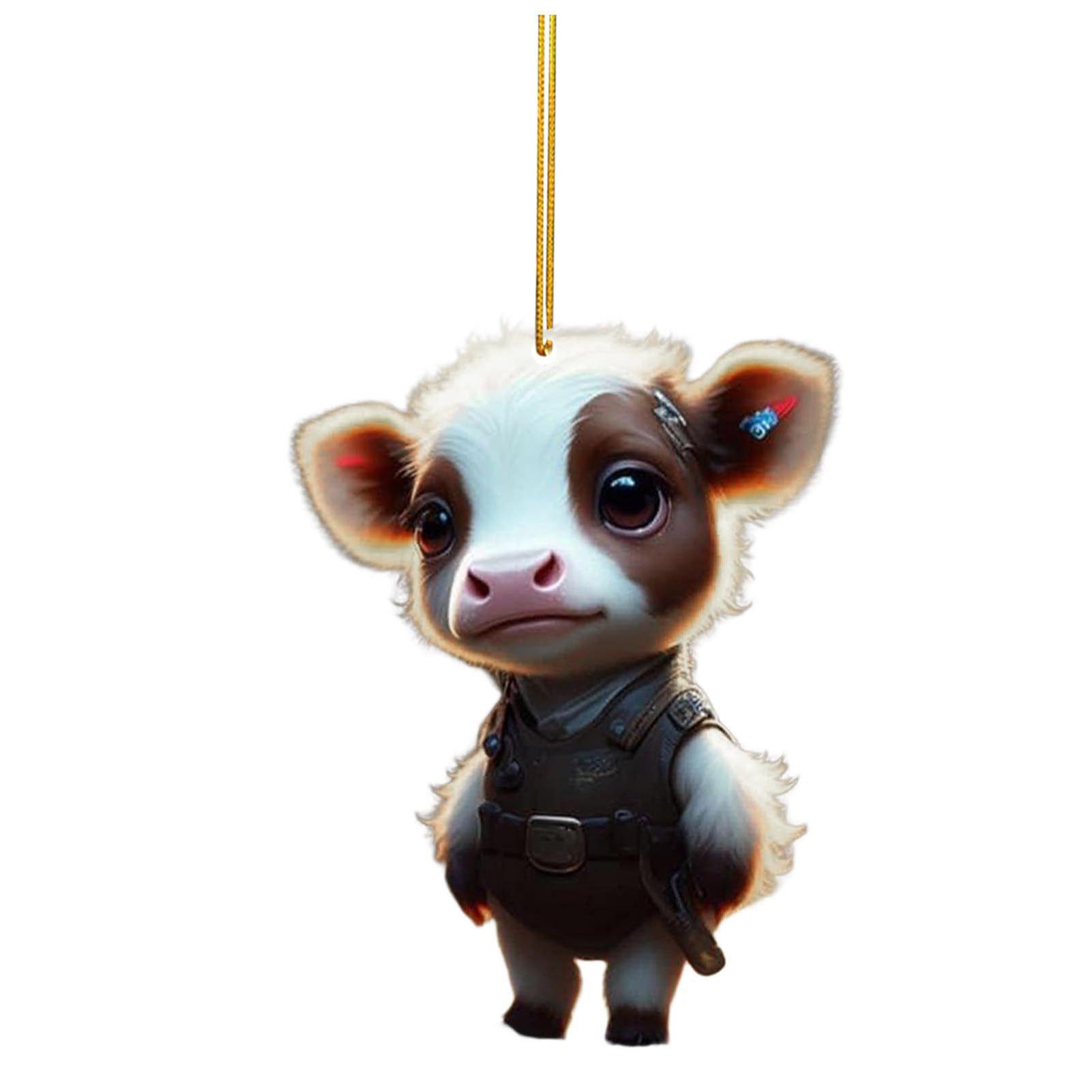 

Christmas Cartoon Cow Pendants Acrylic Cartoon Cute Ornament Christmas Tree Hanging Pendant Decoration Tree Decor