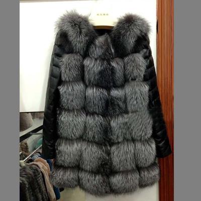Fashion Women Removable PU Sleeve Faux Fur Coat Hooded Winter Female Thick Warm Black Fur Jacket Outerwear