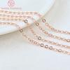 (4295)2Meter width:1.5MM 2MM 24K Champagne Gold Color Brass Flat Oval Chains Necklace Chains High Quality Jewelry Accessories