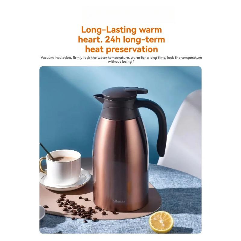 2L Insulation Kettle Thermal Coffee Stainless Steel Thermos Bottle Large Capacity  Inner Leakproof Insulation Water Pot Office