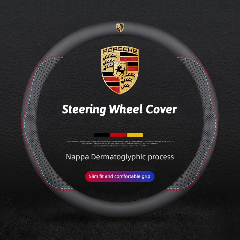 Microfiber Car Leather Steering Wheel Cover Accessories For Porsche 911 718 Taycan Panamera Cayenne Macan Boxster Cayman Pajun