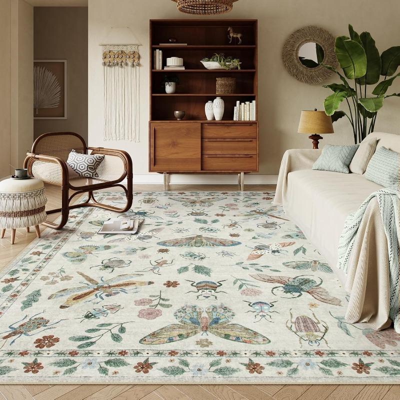 

Retro Animal Print Living Room Carpet Fashion Bedroom Bedside Rug Foldable Machine Washable Sofa Coffee Table Floor Mat 50x80cm (19x31inch)