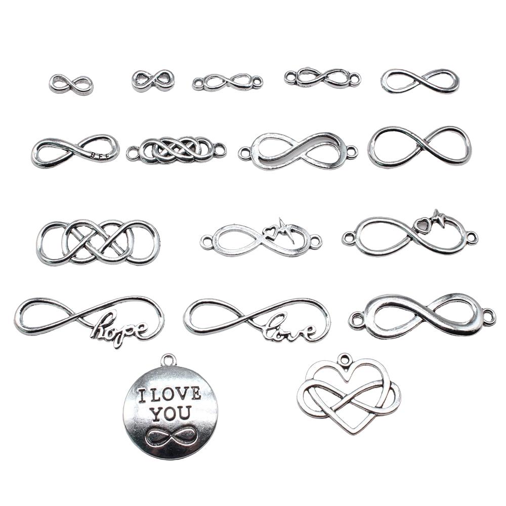 10pcs Charms Infinity Symbol Antique Silver Color Plated For DIY Jewelry Making Infinity Connector Charms