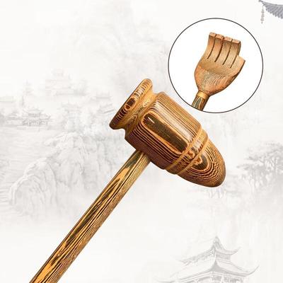 Wengeholz Doppelfunktion Rücken Kratzer & Massagehammer, 45cm