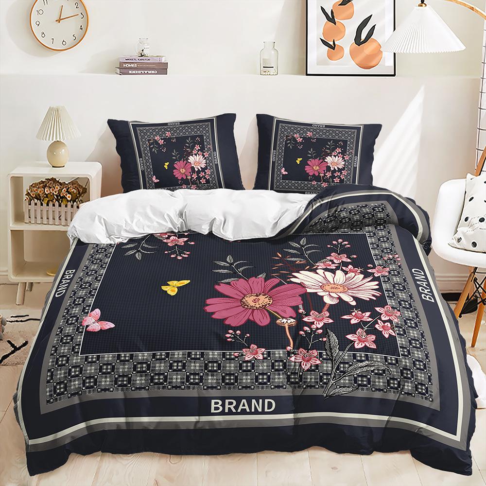 

Quilt Cover Bouquet Decoration Bedding Digital Printing Three-Piece Set Pillowcase 135 * 200 (two-piece set) 90g
