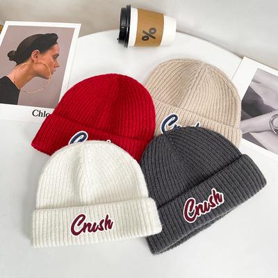 Woolen Hat Autumn and Winter New Style Label Letter Pullover Hat Men's Outdoor Warm Cold Hat Cold Protection Ear Protection Knitted Hat