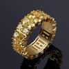 Hip-Hop Jewelry Double Row Zircon Ring Trendy Brand Personality Full Diamond 18K Gold Men's Ring
