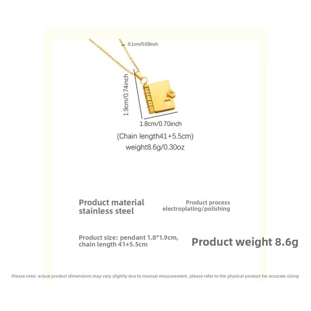 Love Open and Close Book Pendant Necklace Romantic