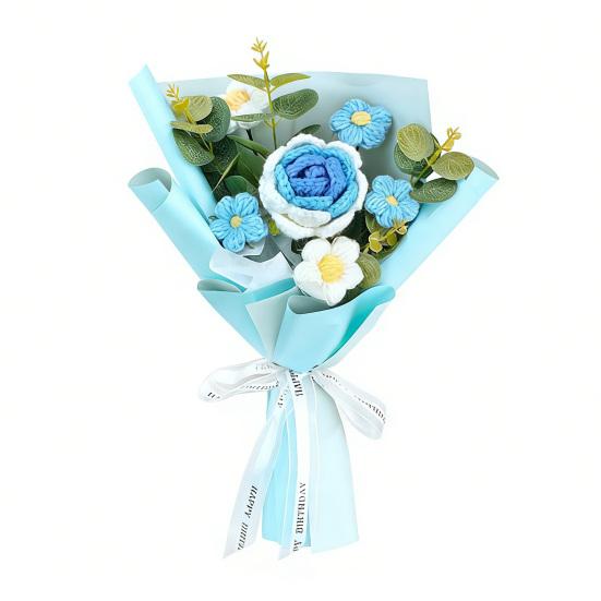 Künstliche Blumen Handgemacht Baumwollgarn Ewige Blume Häkel-Strauß Geburtstag Mama Ehefrau Geliebte Abschluss Heimdekoration