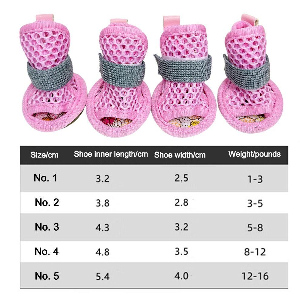 4Pcs Soft-sole Dog Shoes Non-slip Cooling Dog Boots Cute Dog Foot Cover For Small Medium Pets